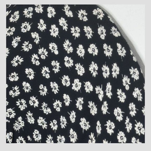 Madewell Shift Dress Black White Floral Short Sleeve Button Neck Mini Dress Sz S - Picture 5 of 10